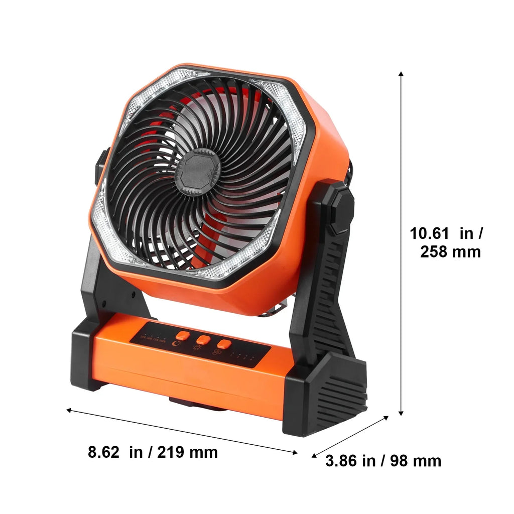 8 inch Portable Fan Rechargeable with  Lantern 4 Speeds Adjustable