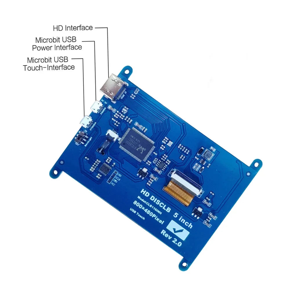 Htovila 5 Inch Capacitive Touchscreen Display 800*480 Resolution Small Portable  with  Interface Compatible with Raspberry Pi Educational Tool