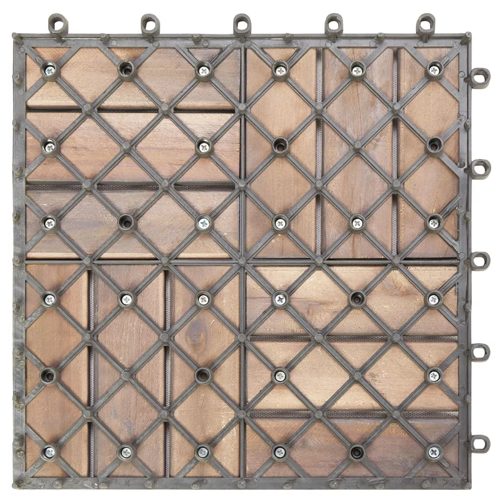 Anself 10 Piece Deck Patio Pavers Tiles Set Acacia Wood Interlocking Decking Flooring Tiles Bathroom Patio Poor Balconies Spa Area Suit for Indoor  Use Gray Wash 11.8 x 11.8 Inches ( x )