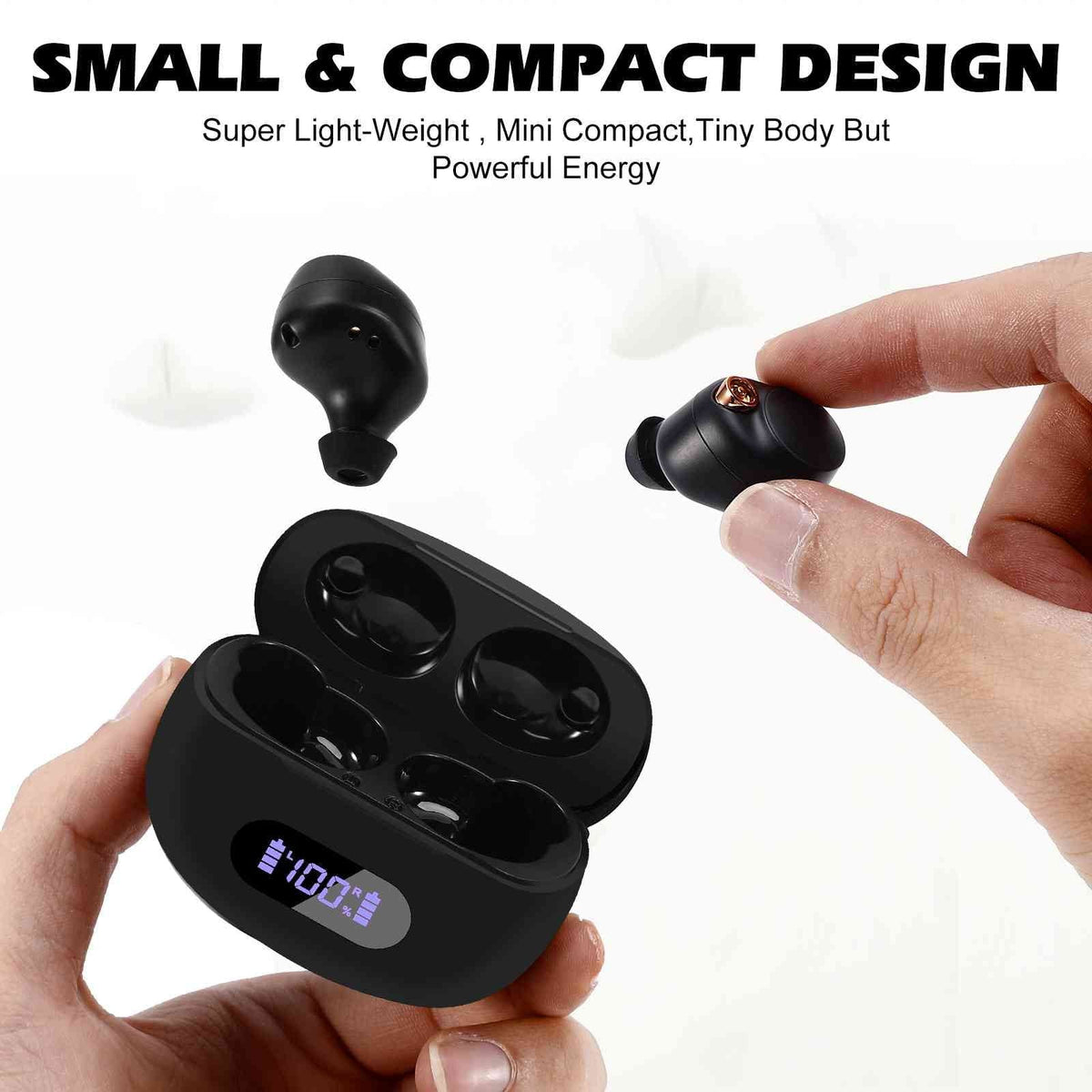 UrbanX True Wireless Bluetooth Earbuds + Charging Case, Black, Dual Connect,  Water Resistance, Bluetooth 5.2 Connection, Balanced, Bass Boost Compatible with Lenovo Tab  Plus