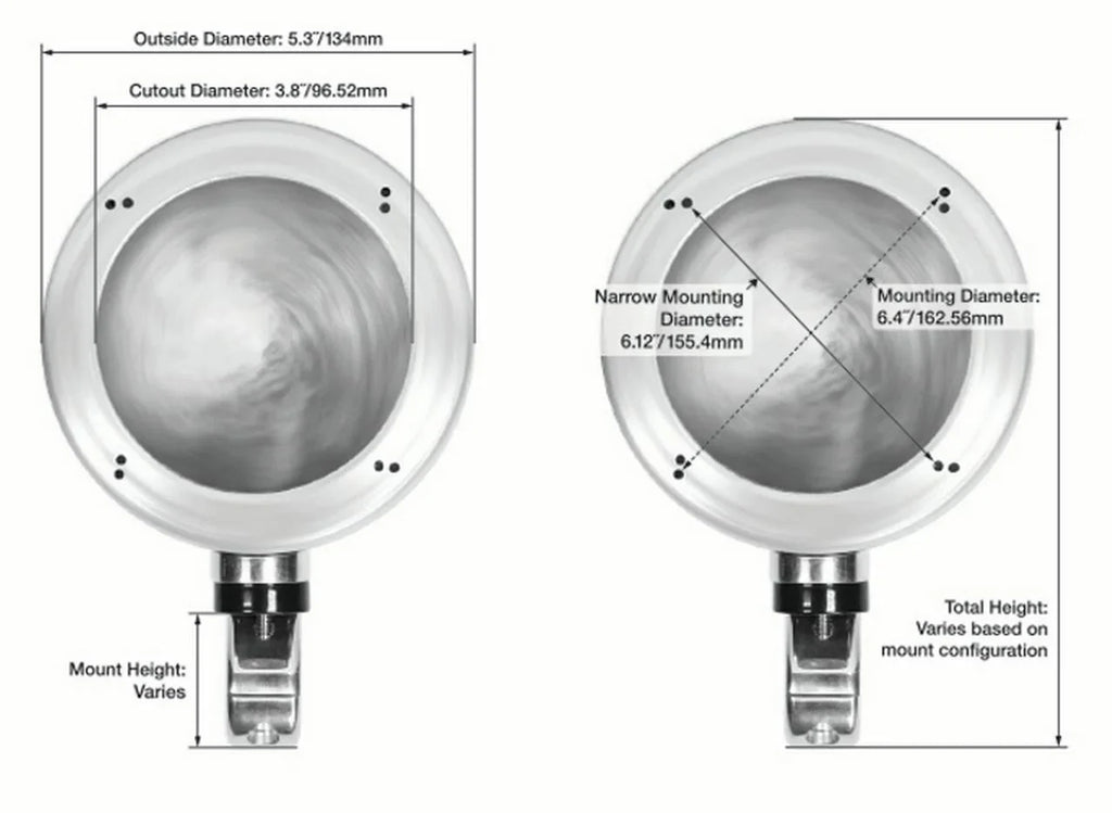 (2) Rockville  4" Chrome Swivel Aluminum Motorcycle Handlebar Speaker Pods