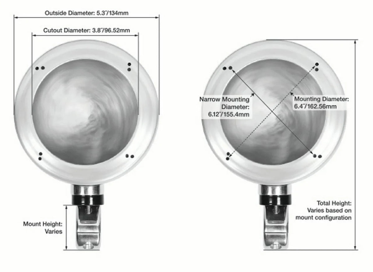 (2) Rockville  4" Chrome Swivel Aluminum Motorcycle Handlebar Speaker Pods