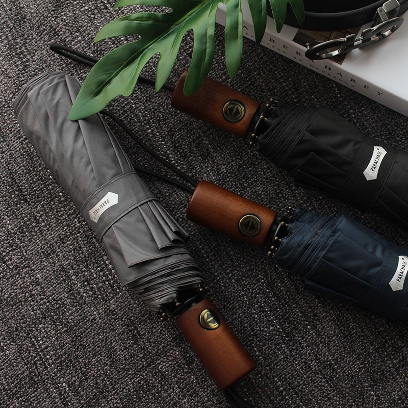 Umbrella Men Business 10 Ribs Wood Handle Golf Sun Umbrellas Windproof Anti  Parasol Clear Umbrella +
