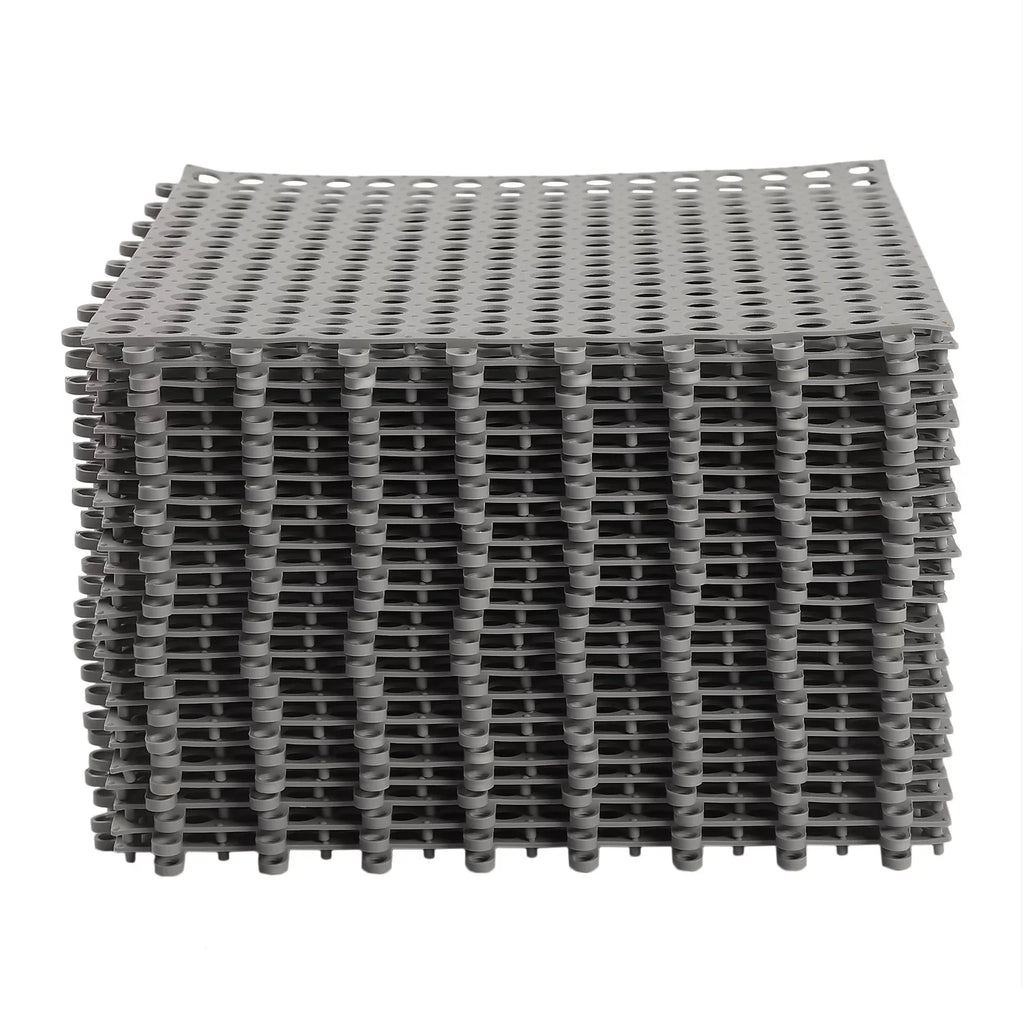 24PCs 11.8*11.8" Interlocking Nonslip Bath Mat,Soft Gray  Shower Floor Mat with Drainage Holes for Bathroom, Kitchen, Pool