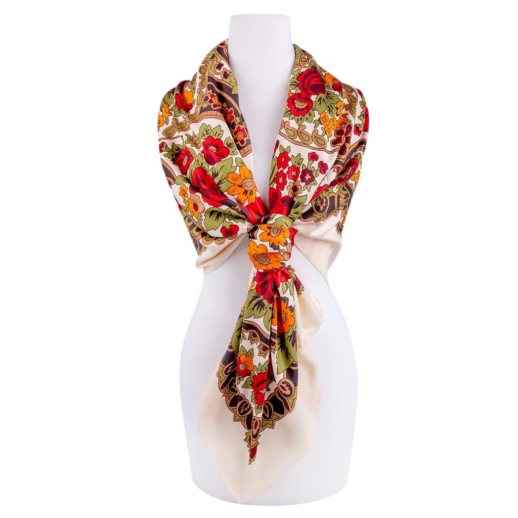 Evening Shawl and Wrap for Women Precious Beige Silk Shawl 51x51'' (130 * 130 cm) Travel Scarf Tops Fashion Shawl for Wedding