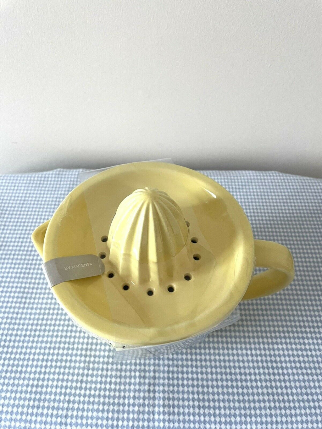 Rae Dunn  Yellow 2 Piece Ceramic Juicer Set with Black  Letters Kitchen