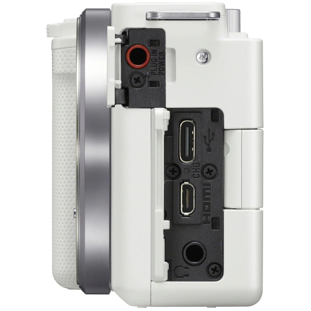 Sony - Mirrorless Alpha - Vlog Camera Body and 50mm .8 Large Aperture  Lens  -/ White Bundle with Deco Gear Case + Extra Battery + Photo Video Accessories Kit