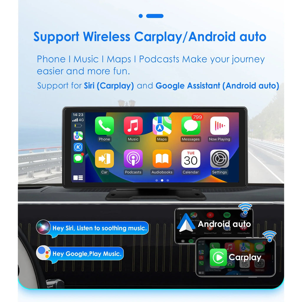 10.26" Touchscreen Apple Carplay Android Auto  Car Radio Stereo Head Unit 360° Adjustable Bluetooth Mirror Link  Navigation Player