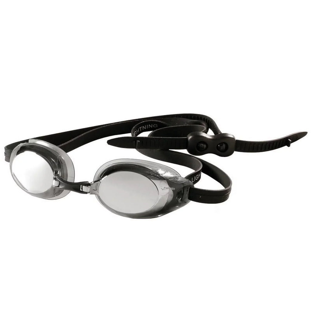 Lightning Goggles - Competitive Swim Goggles for Women and Men - Watertight Swimming Goggles with Adjustable Silicone Straps - Adult Swim Goggles with 4 Interchangeable Nose Pieces - Black/Smoke