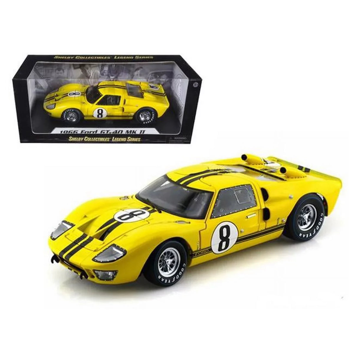 1966 Ford -40  2 Yellow No.8 1-18 Diecast Car Model