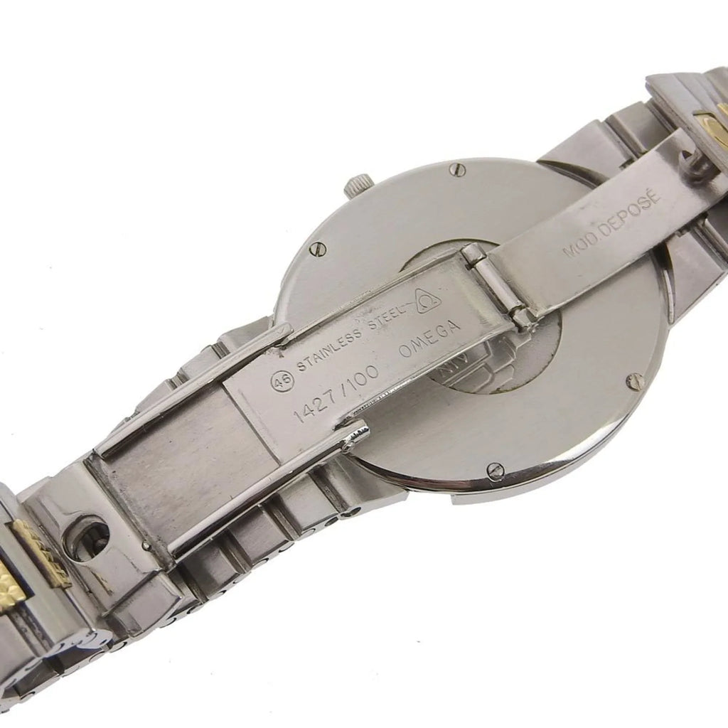 Pre-Owned Omega  De Ville Watch Stainless Steel Swiss Made Silver/Gold Quartz Silver Dial Boys (Fair)