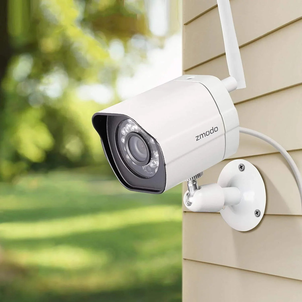 Zmodo 2 Pack Wireless Security Camera System Smart Outdoor WiFi  Cameras Night Vision Plug-In, Compatible with Alexa