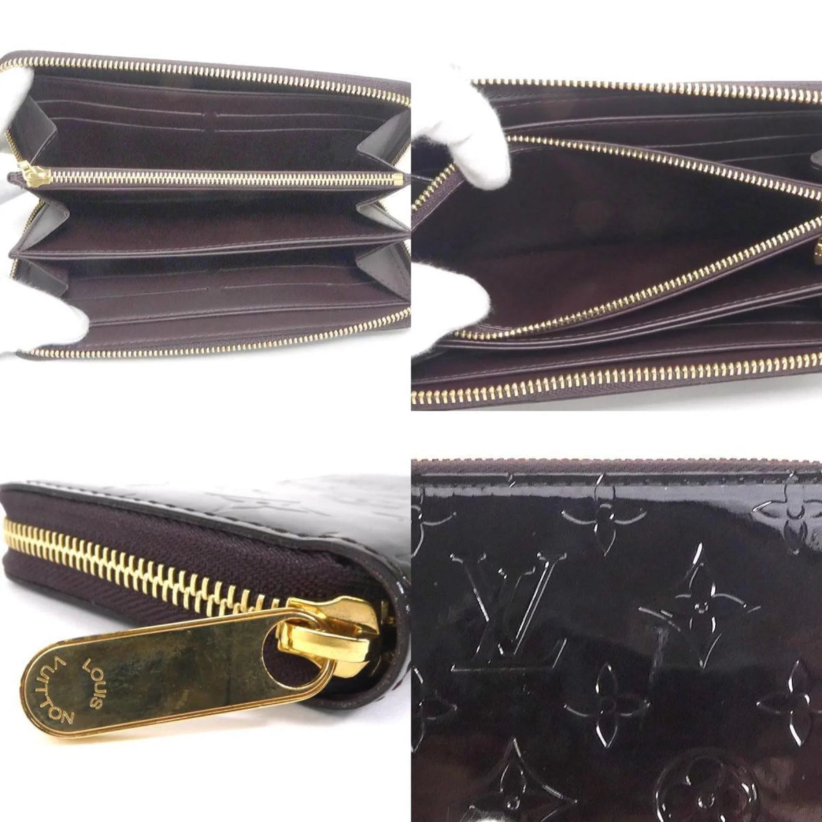 Pre-Owned Louis Vuitton   Round Zipper Long Wallet Monogram Verni Zippy Amaranto Unisex  (Good)
