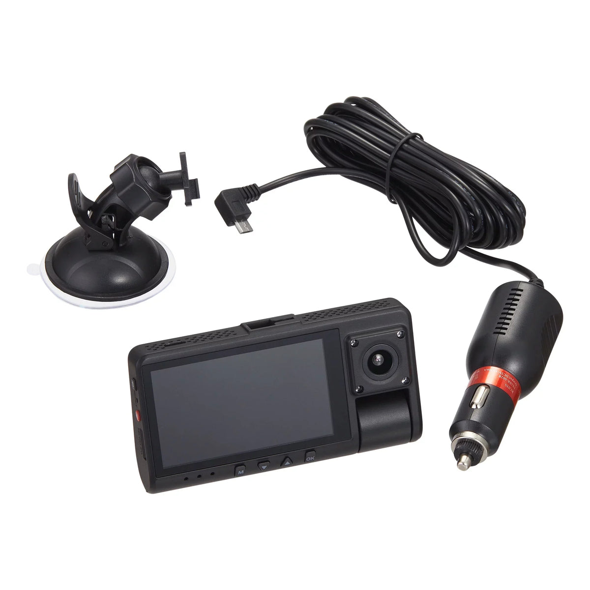 onn. Dual Dash Cam with Ultra-Wide Angle Lens, 3"  Screen, Front 1080P Camera with 16GB  Card, Suppots up to 128GB Max, Built in -Sensor