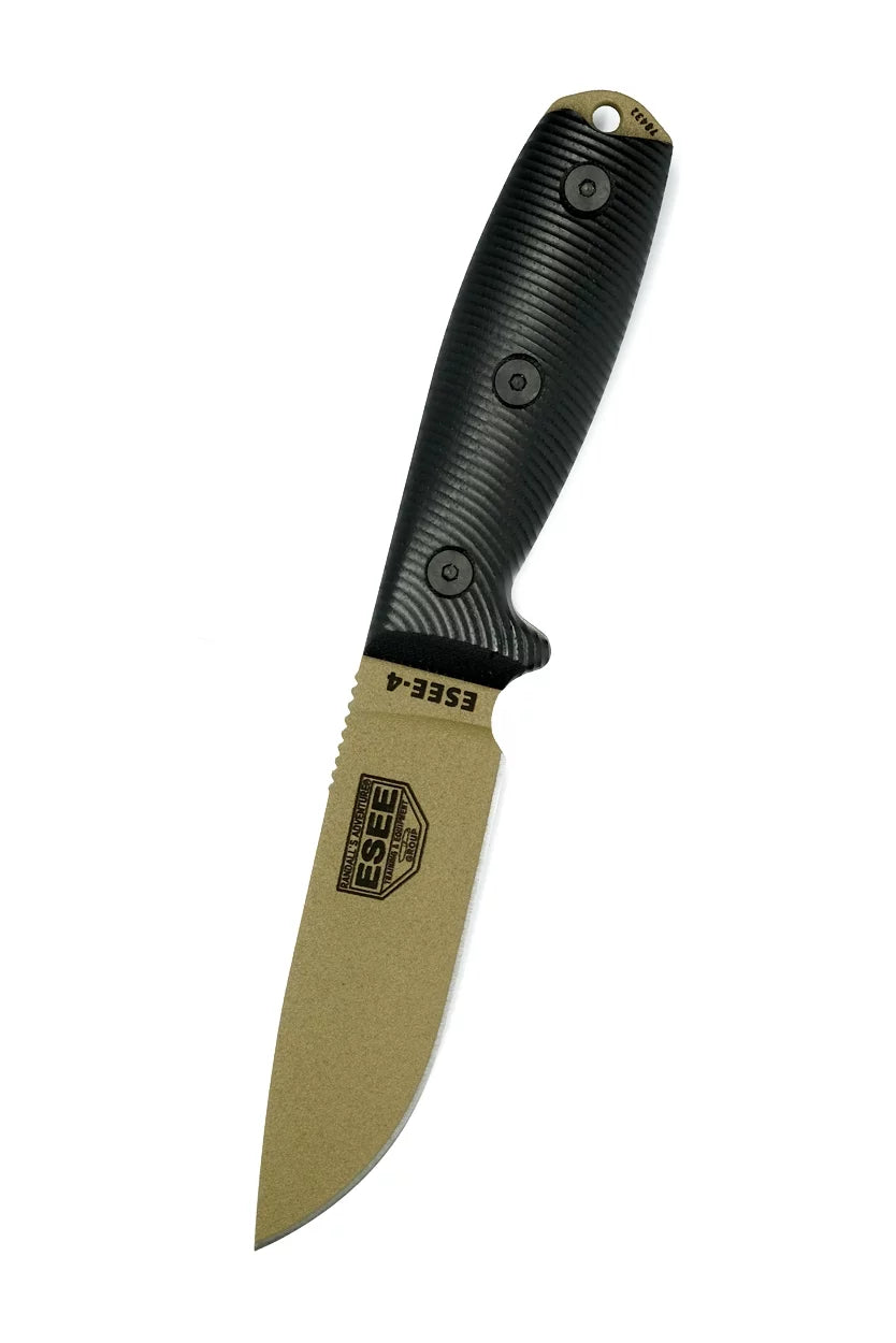 4PDE-001 Fixed Blade Knife Dark Earth 1095 Carbon Steel & Black  Knives