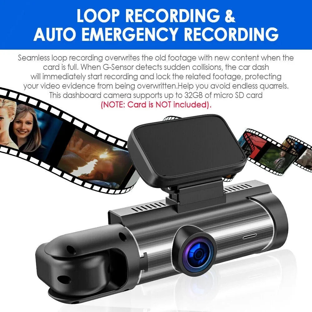 · Dash Cam - Ensure Your Road Safety with Dual Lens Front and Inside Recording