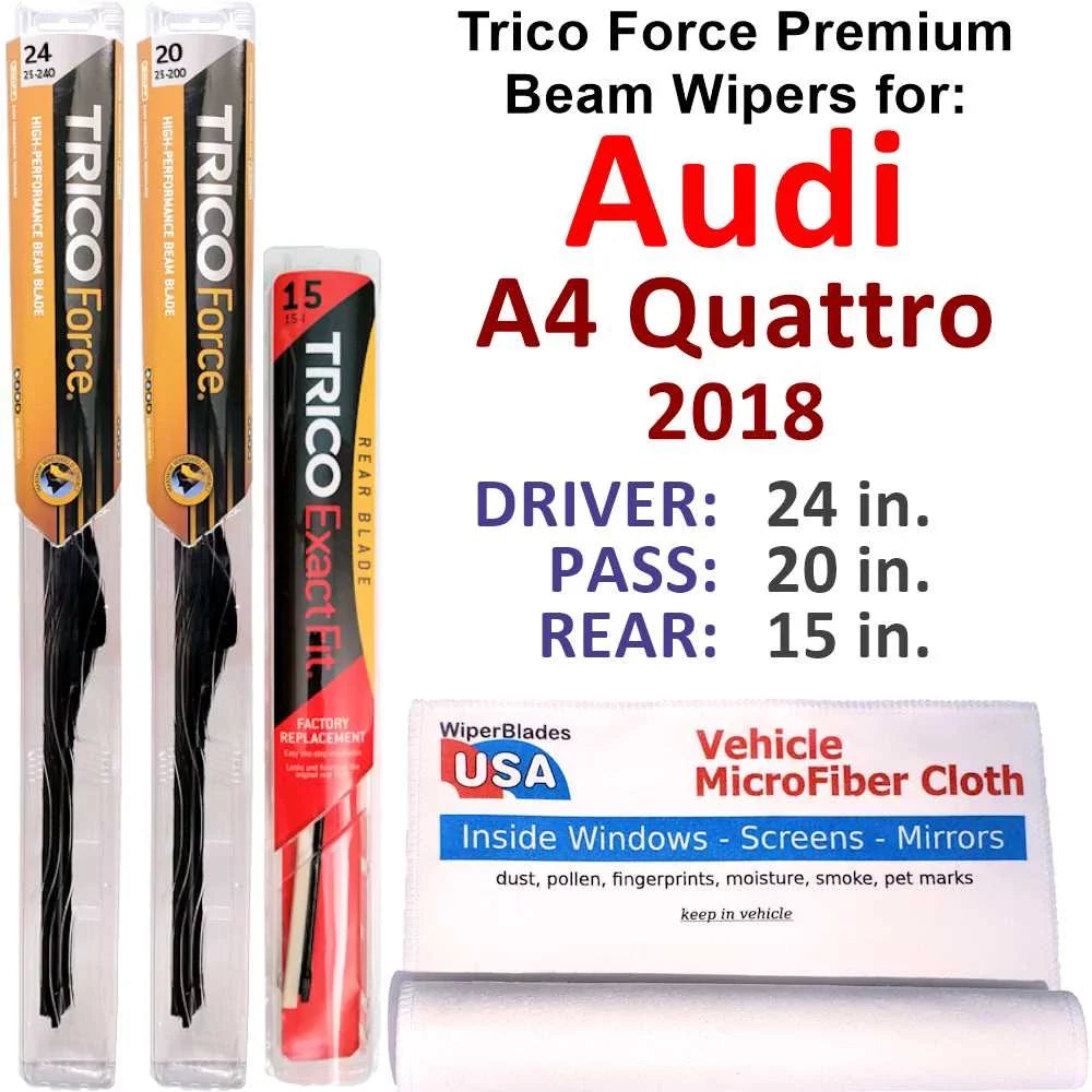 2018 Audi  Quattro Performance Beam Wipers (Set of 3) w/Rear Wiper