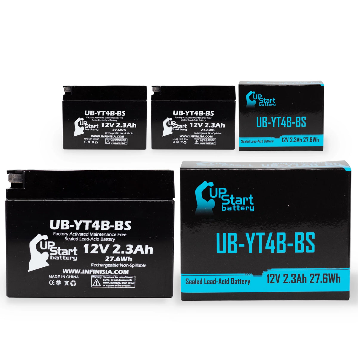 3-Pack UpStart Battery Replacement for 2007 Yamaha  400CC Factory Activated, Maintenance Free, Motorcycle Battery - 12V, 2.3Ah, --