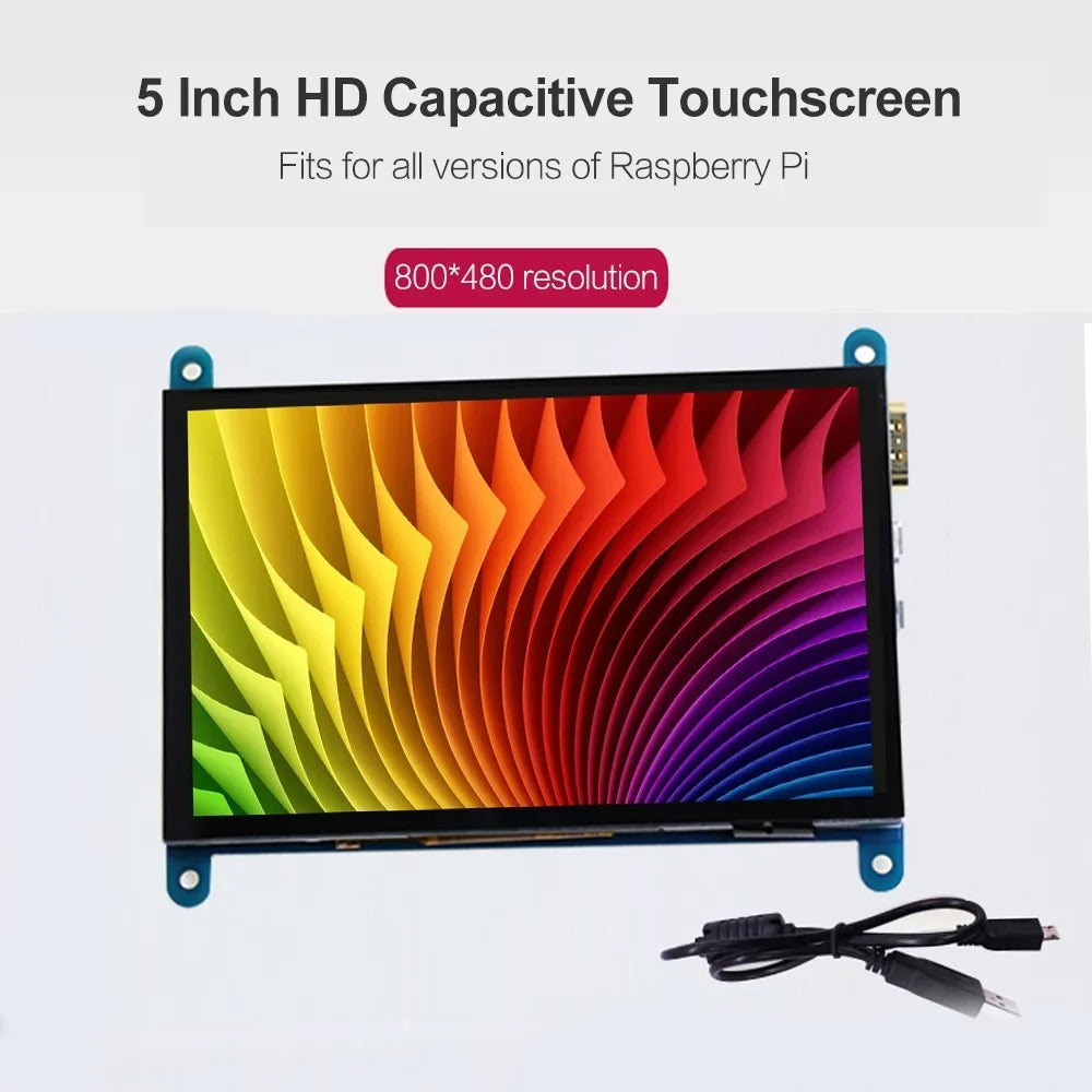 Htovila 5 Inch Capacitive Touchscreen Display 800*480 Resolution Small Portable  with  Interface Compatible with Raspberry Pi Educational Tool