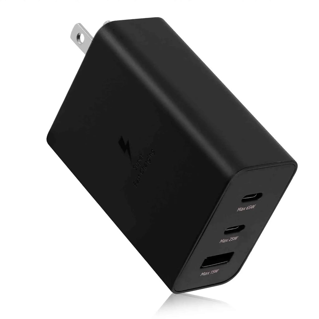 65W Fast Travel Charger with 3 Ports -  & Dual - - High-Speed Charging for Laptops, Phones vivo / Pro/ (China)//iQOO iPhone, Samsung Galaxy, Google Pixel, MacBook, Steam Deck