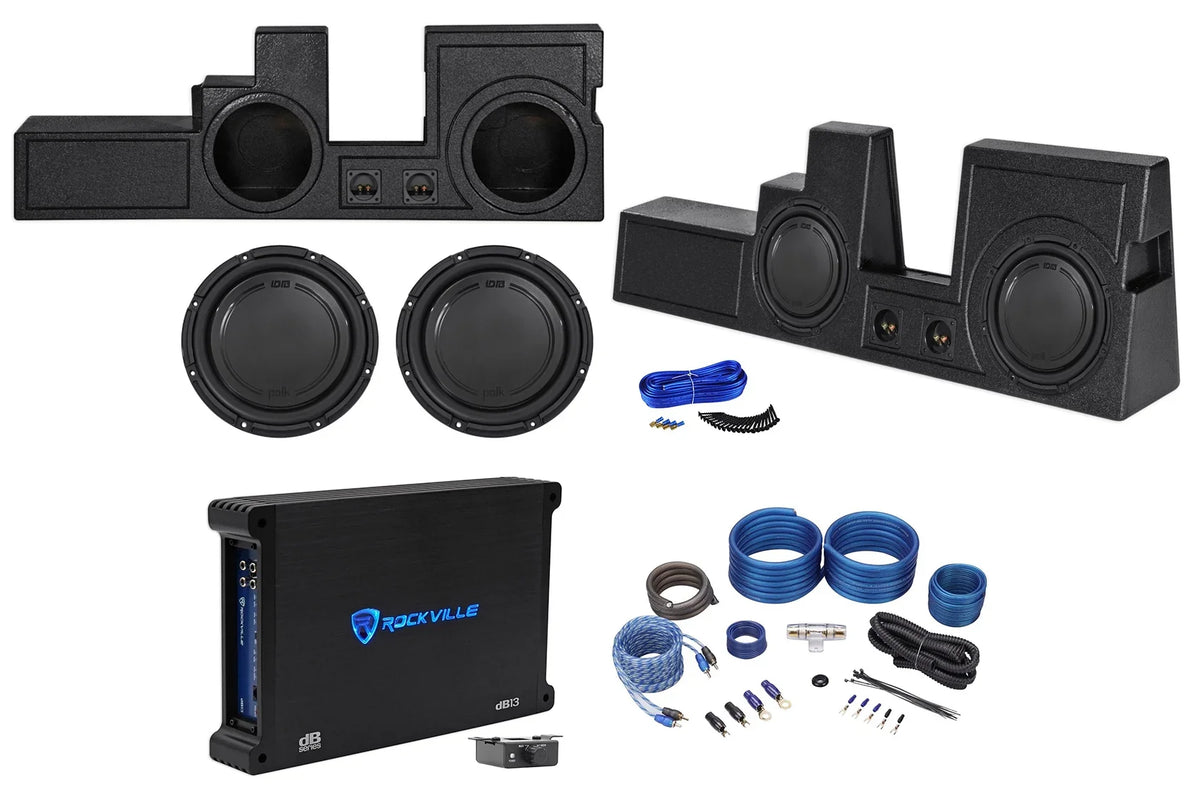 (2) 12" Polk Audio Subwoofers+Box+Amp+Wires For 2000-2016 Ford /350/450