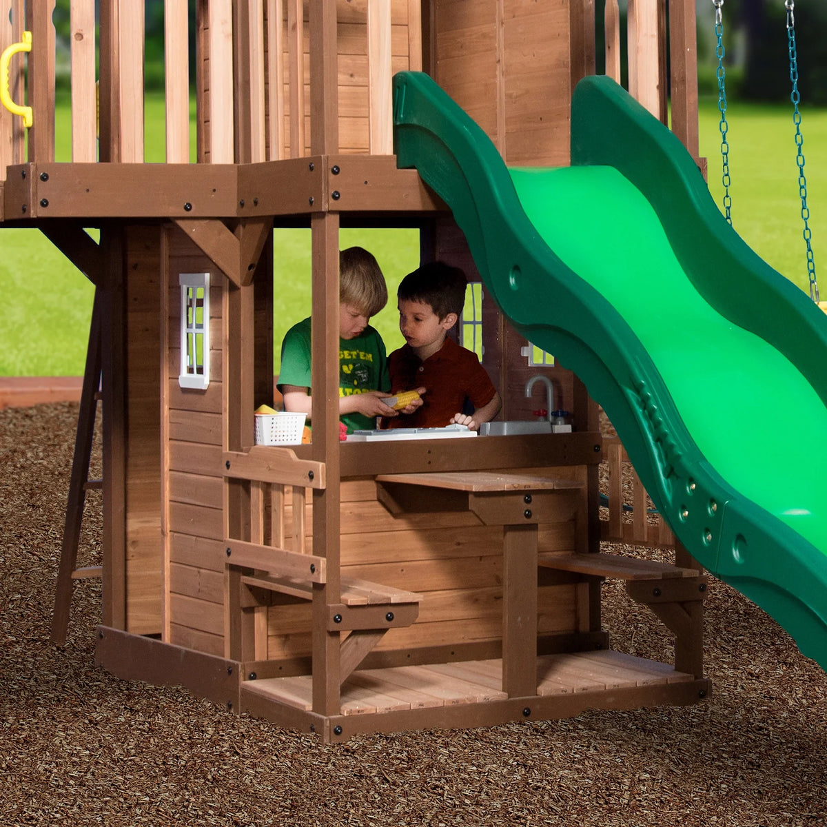Backyard Disenclosurey Mount Triumph Swing Set