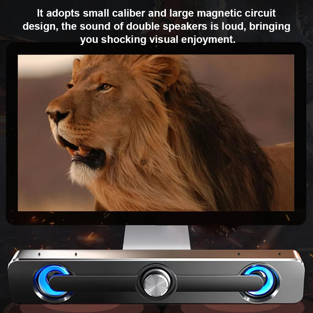 Carevas -111 Computer Speaker  Wired Powerful Bar Stereo Subwoofer Bass Speaker Surround Sound Box for  Laptop Phone Tablet