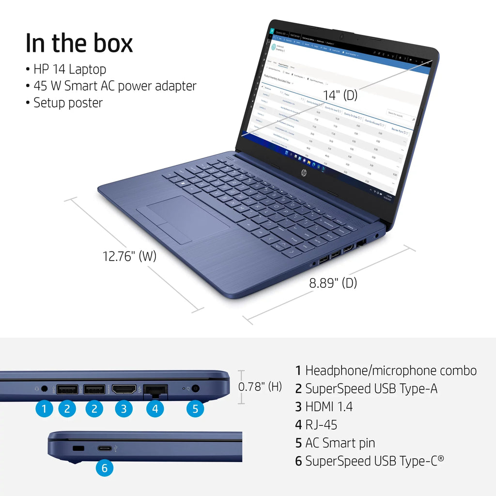 Restored  14-cf2111wm Stream 14"  Celeron  1.1GHz Intel  Graphics 600 4GB  64GB  Win 11 Home Blue (Refurbished)