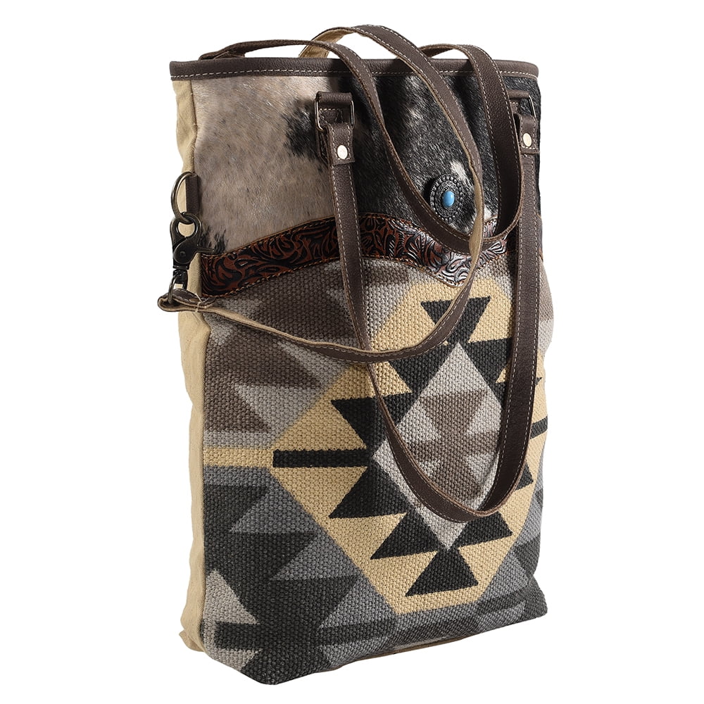 Hand Tooled Upcycled Wool Upcycled Canvas Hair-on Genuine Leather women bag western handbag purse