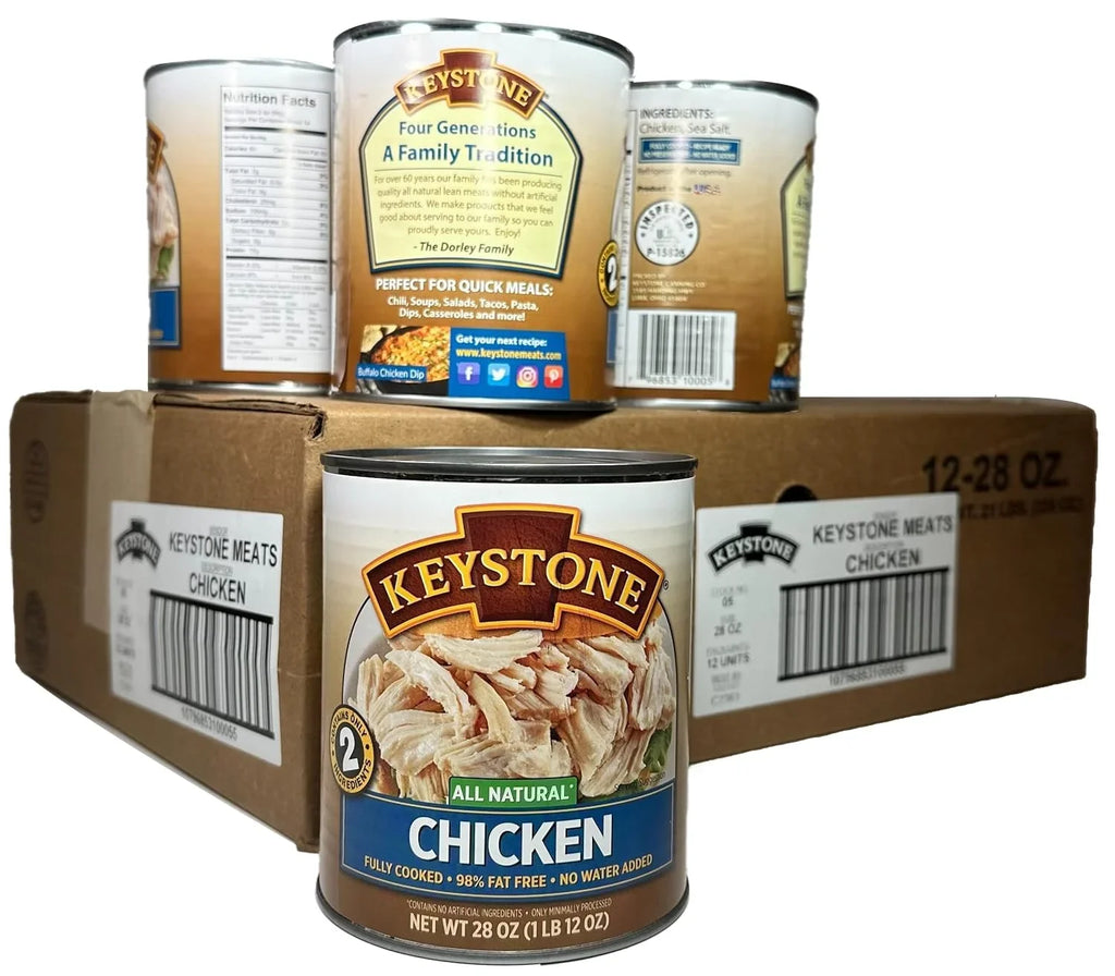 (12 Pack) Keystone All Natural Chicken 28 oz Can  Emergency Survival Food For Camping Hiking and Backpacking Ready to Eat- Pack of 12 Cans