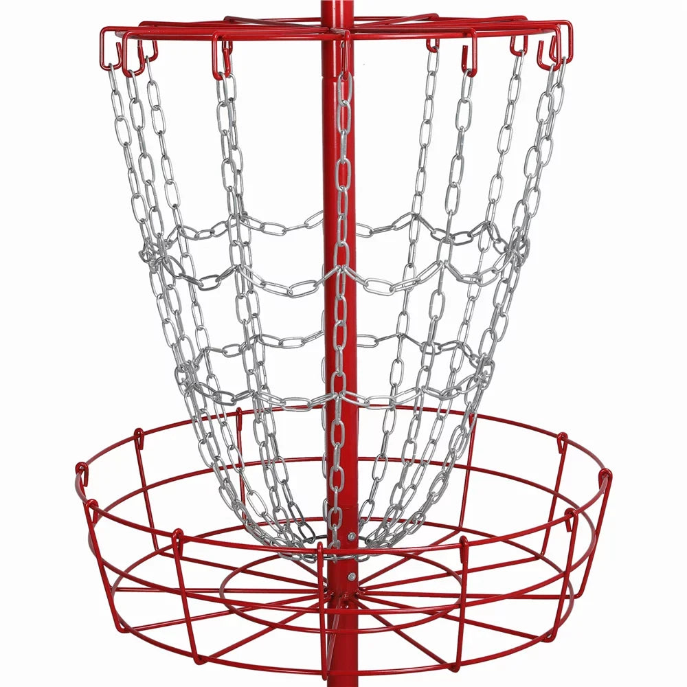 SmileMart 12-Chain Portable Disc Golf Basket Metal Flying Disc Golf Target, Red
