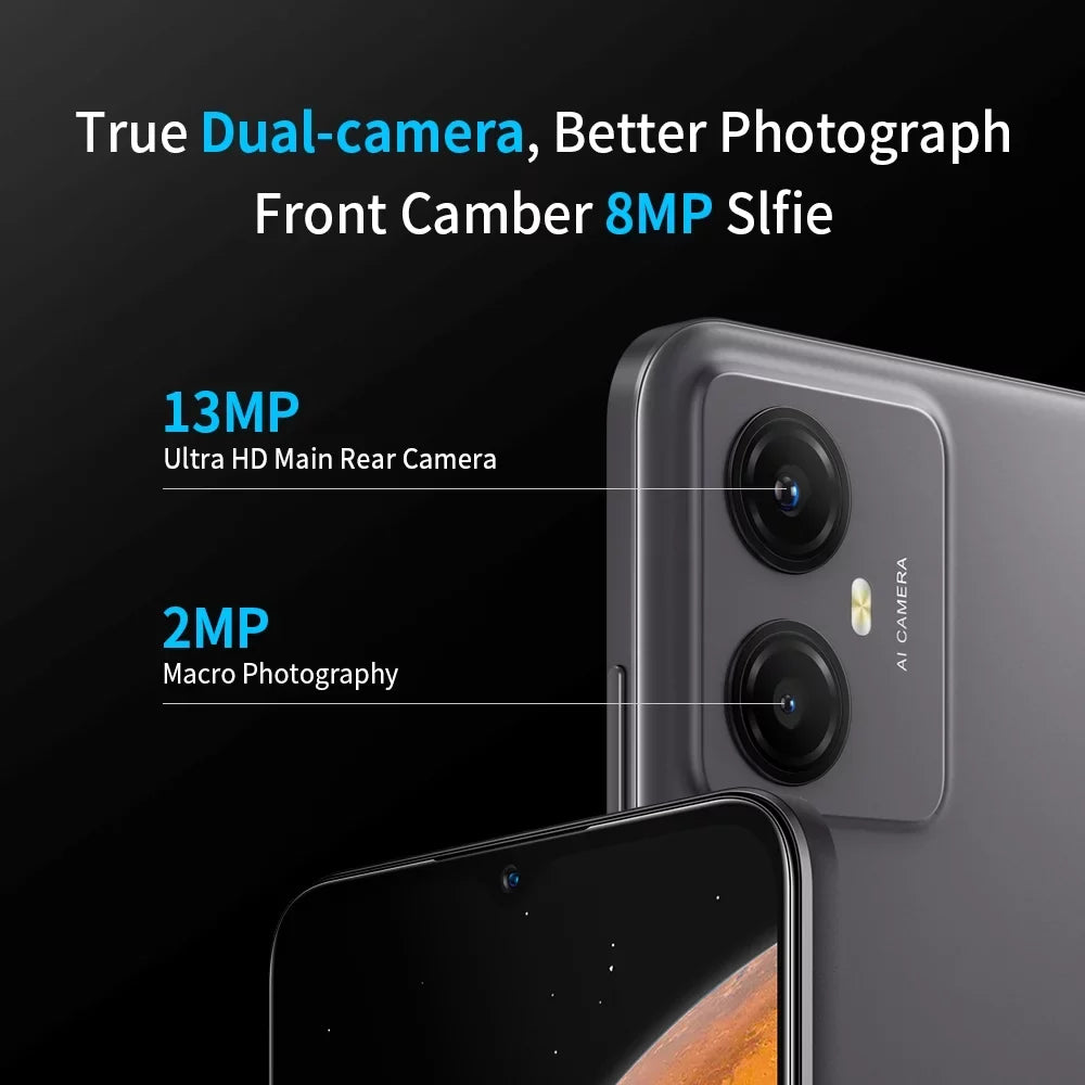 FreeYond  Smartphone, +6.52" Display Dual Sim, Battery 5000 MAh, 64GB/128GB Rom, Real Dual Camera 13+8MP With 2MP Macro