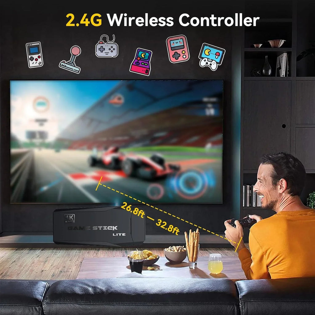 Retro Game Console Stick, 64G Nostalgia Game Stick with 25000+ Video Games, 12 Emulator Console Plug and Play for , Retro Play Compatible with //, 4K  Output, 2.4GHz Wireless Controllers