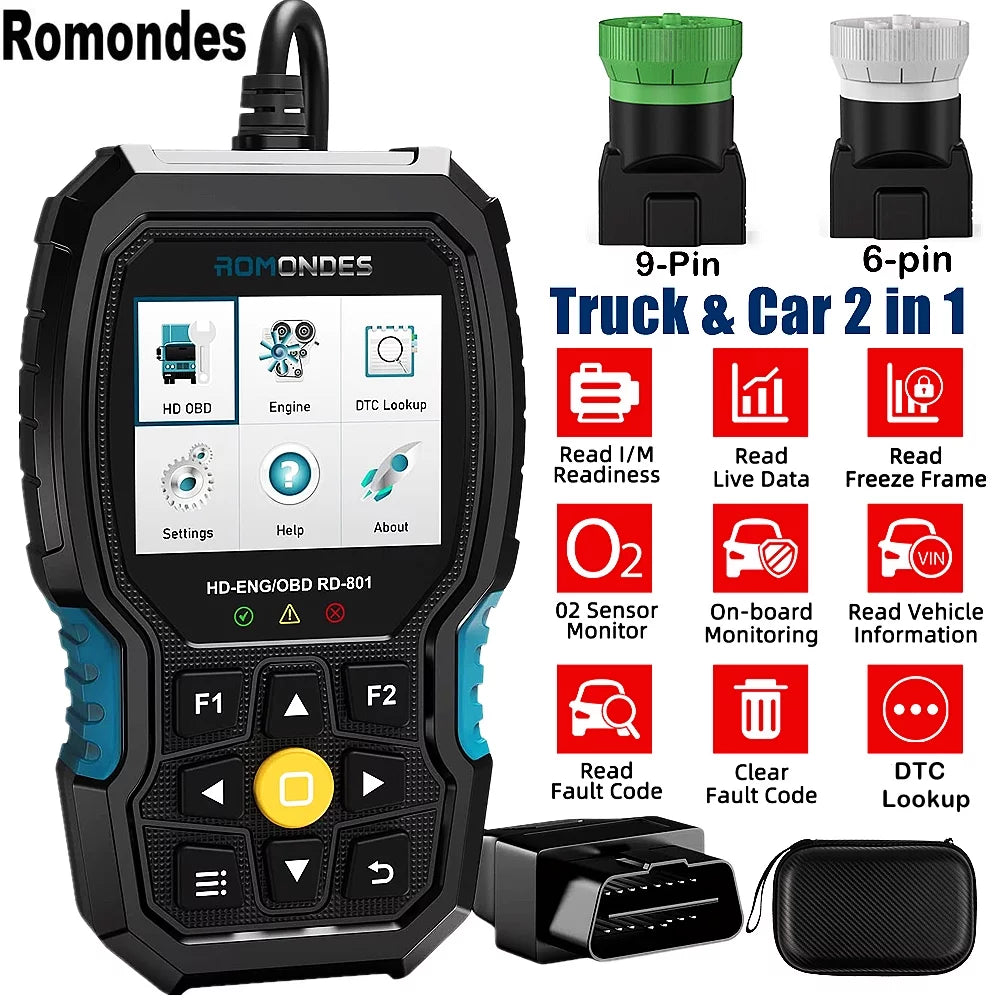 Romondes   Scanner Code Reader Heavy Duty Truck Diesel Truck Scanner Diagnostic Tool