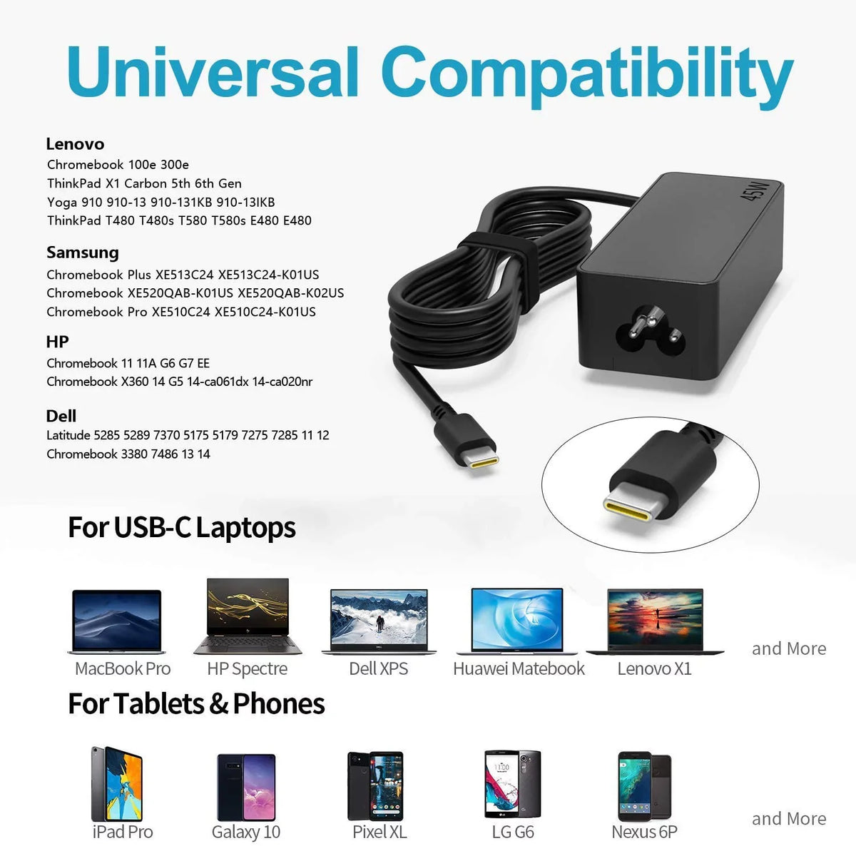 45W - Adapter Charger for Lenovo