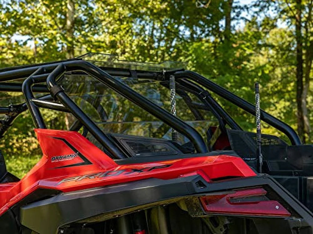 SuperATV Heavy Duty Dark Tinted Non|Scratch Resistant Rear  Windshield for 2020+ Polaris    4 (4 Seater)|Made in |Eliminates suction from front windshield|---71