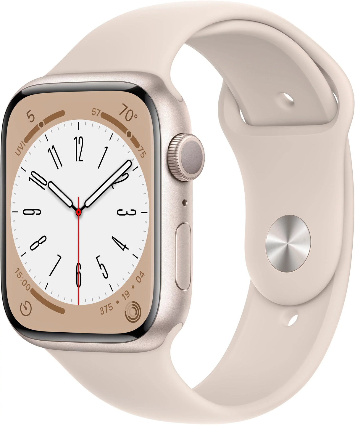 Restored Apple Watch Gen 8 Series 8 45mm Starlight Aluminum - Starlight Sport Band / (Refurbished)