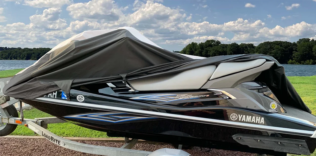 '-  JetSki Cover Compatible for Polaris  140 2003-2004 Jet Ski Watercraft Cover Black/Grey