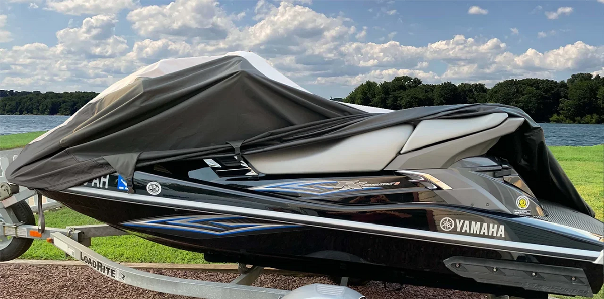 '-  JetSki Cover Compatible for Polaris  140 2003-2004 Jet Ski Watercraft Cover Black/Grey