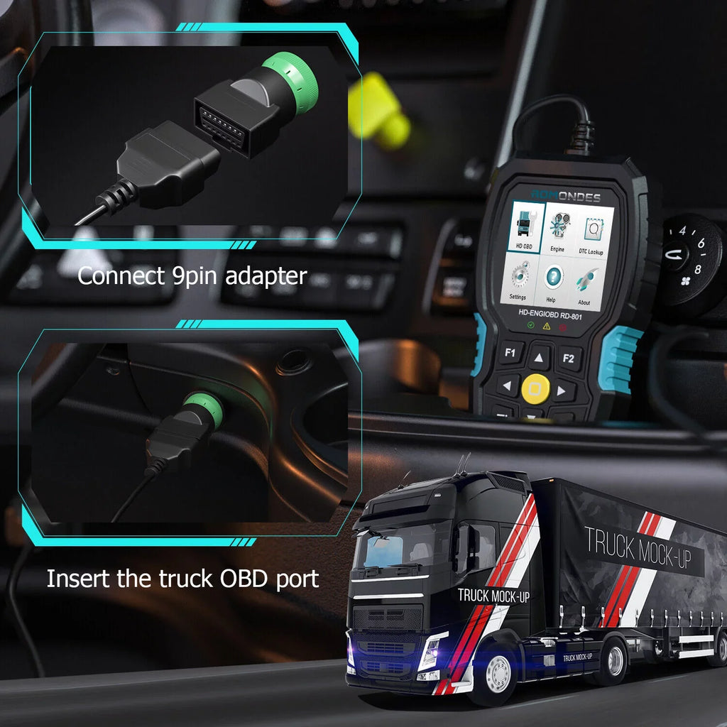 Romondes   Scanner Code Reader Heavy Duty Truck Diesel Truck Scanner Diagnostic Tool