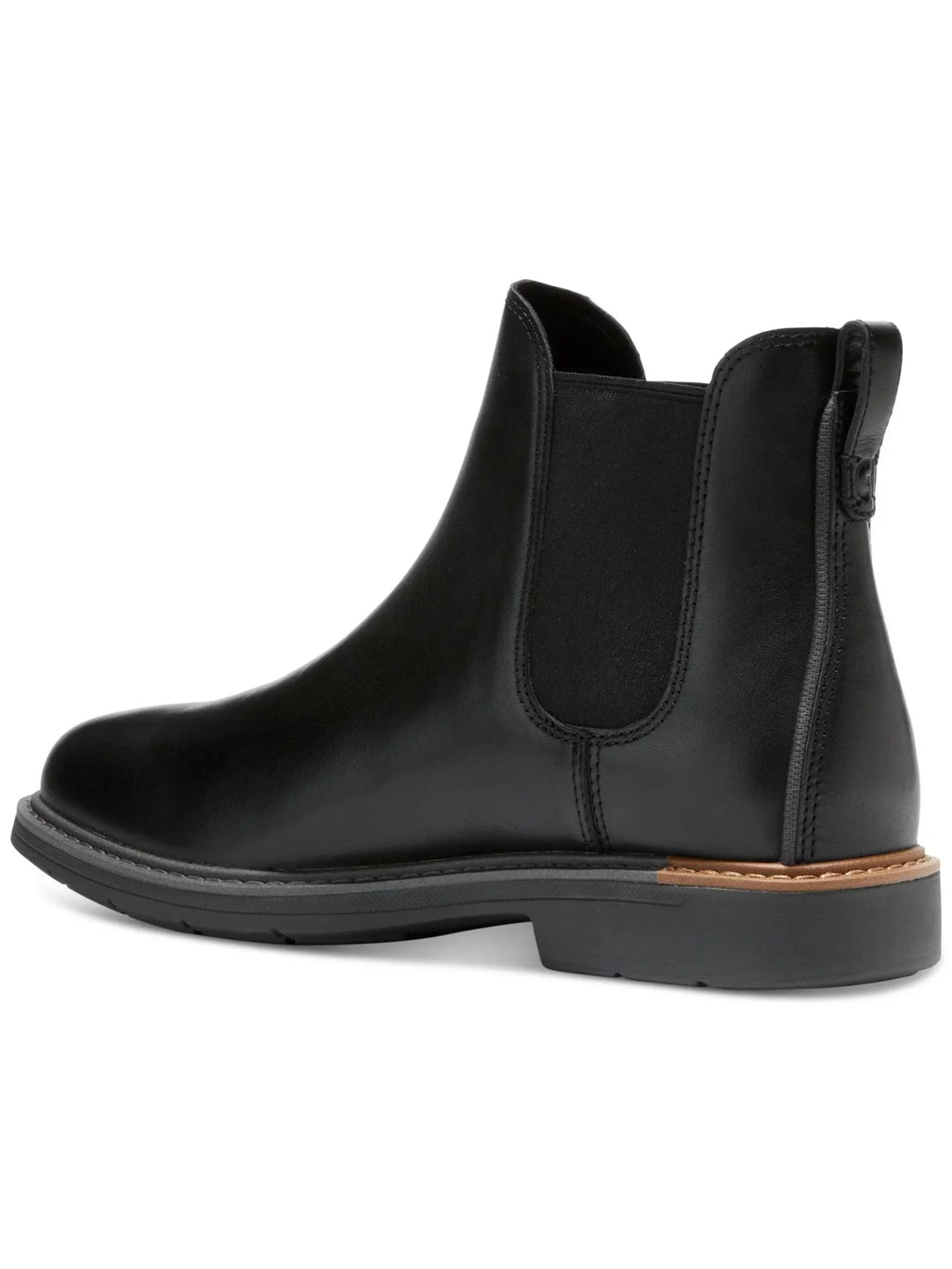 Mens Black Pull Tab Goring Cushioned Go-to Round Toe Block Heel Leather Chelsea 10.5