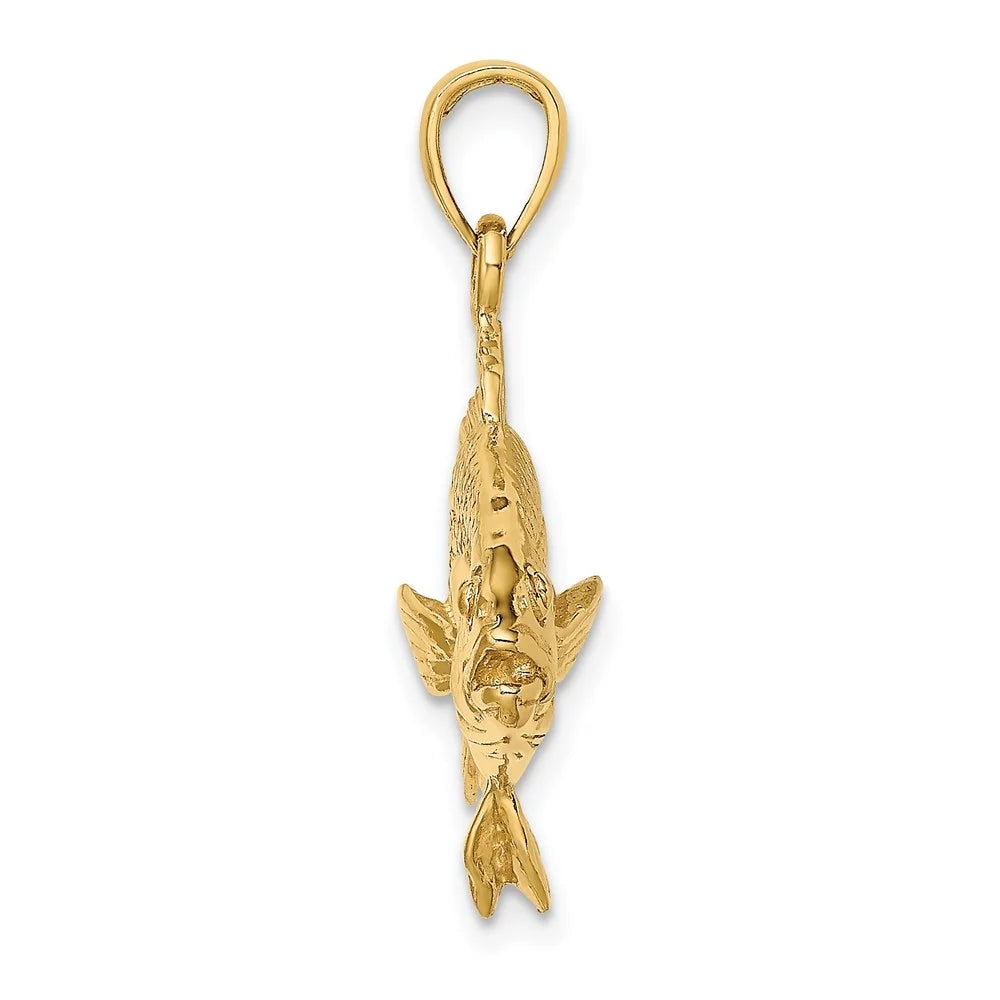 Auriga 14k Yellow Gold 3- Textured Red Snapper Fish Charm for Women ( - 19 mm,  - 34.6 mm)