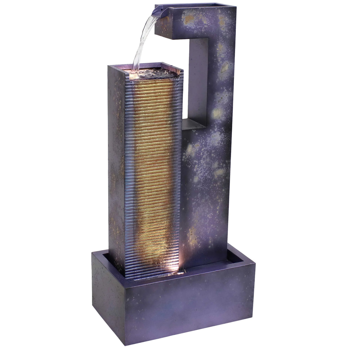 Sunnydaze Cascading Tower Outdoor Metal Fountain with  Lights - 32"