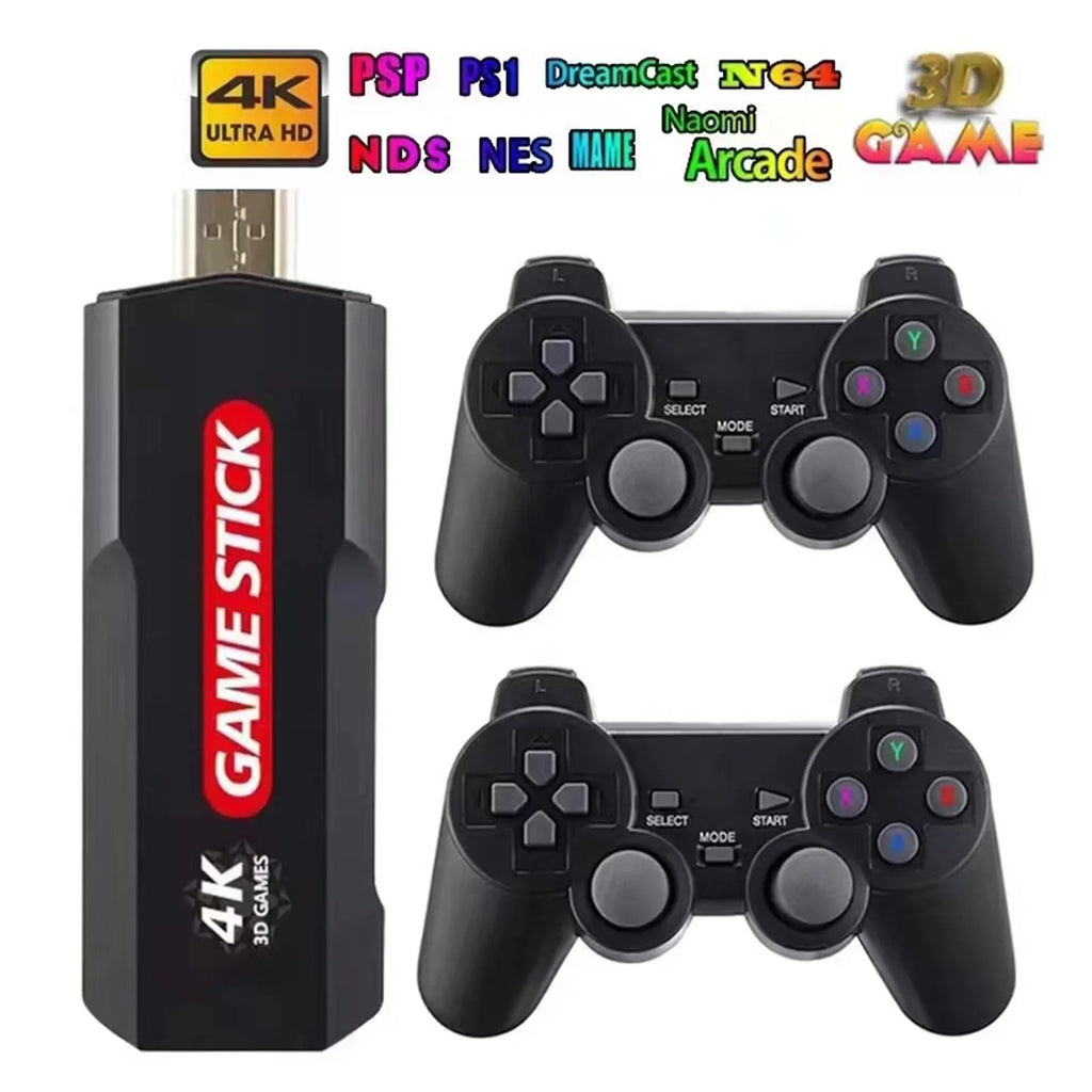 Upgrade Wireless Retro Games Console,  Plus Game Stick Retro Console Double Wireless Controller,30000+ Games,128GB