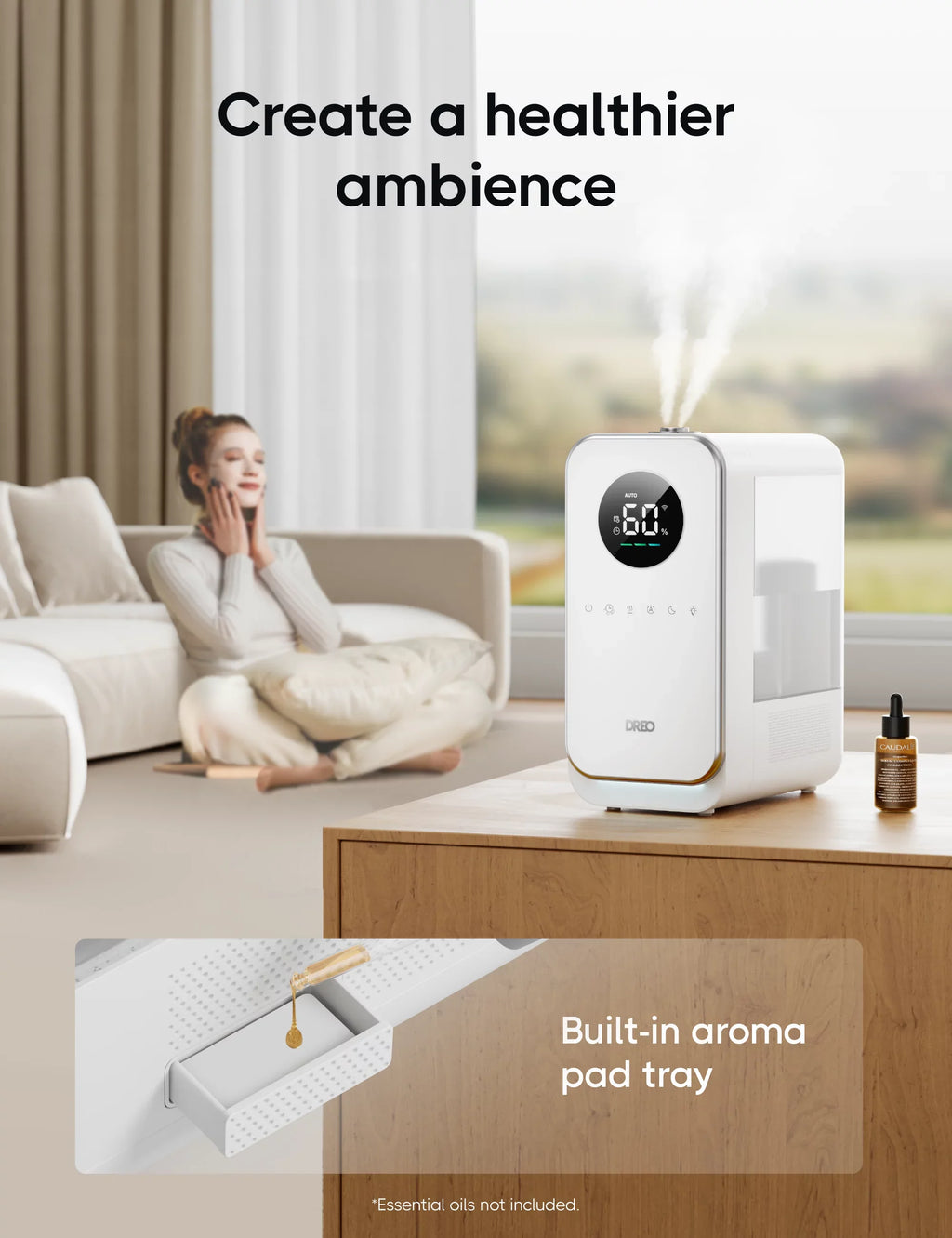 Dreo Humidifier, 5L Top-Fill Humidifiers,  Display With Humidistat, Smart App Control, Quiet Sleep Mode, Timer, Auto Mode