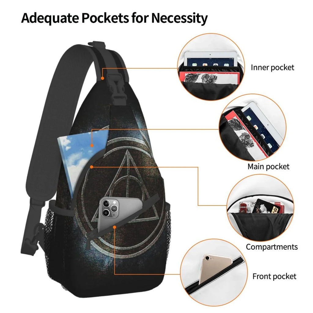 Harry Potter Deathly Hallows Sling Bag Crossbody Backpack Chest Bags Diagonally Travel Daypack For Women Men Adults Teen