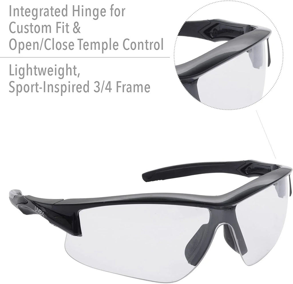 Howard Leight by Honeywell Uvex Acadia Shooting Glasses with Uvextreme Plus Anti-Fog Lens Coating, Clear Lens (-02214)