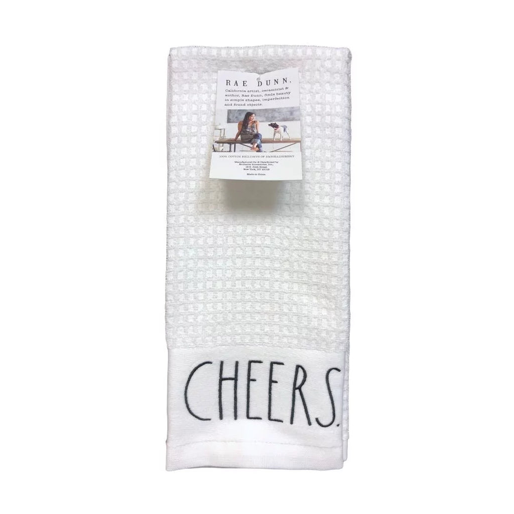 Rae Dunn Christmas Kitchen Towels Set of 2 White  -    Black  Letter