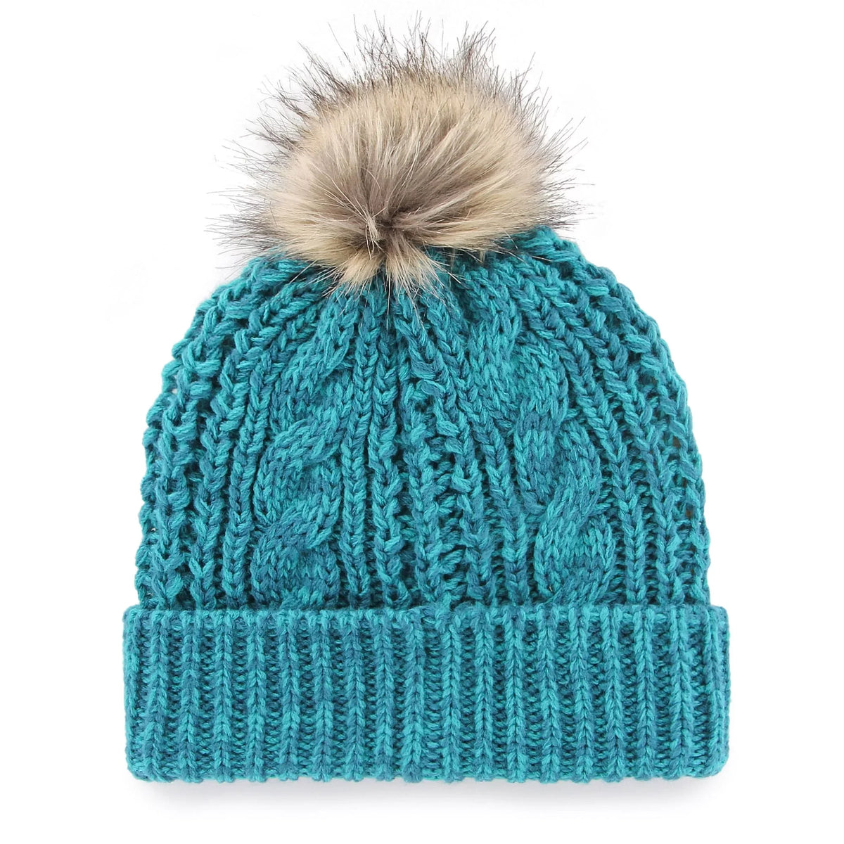 Women's '47 Teal Charlotte Hornets Meeko Cuffed Knit Hat with Pom -