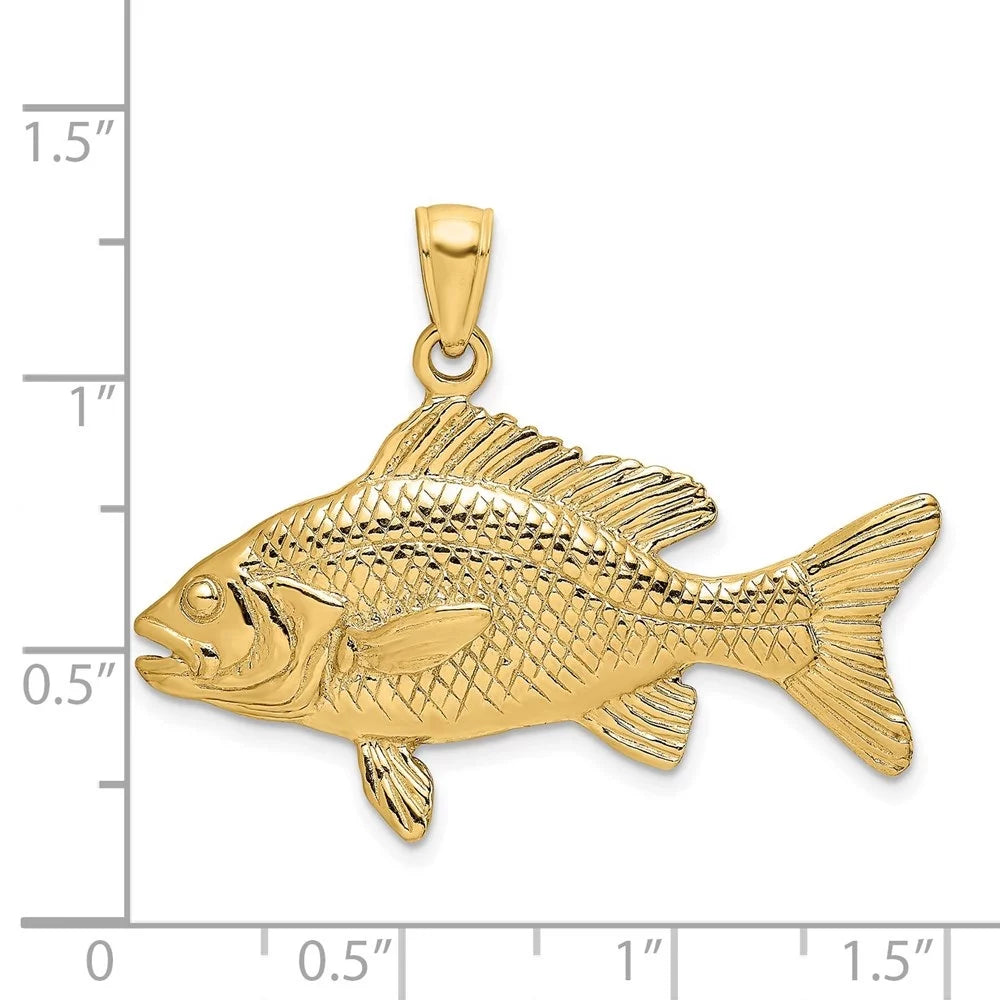 Auriga 14k Yellow Gold 3- Textured Red Snapper Fish Charm for Women ( - 19 mm,  - 34.6 mm)